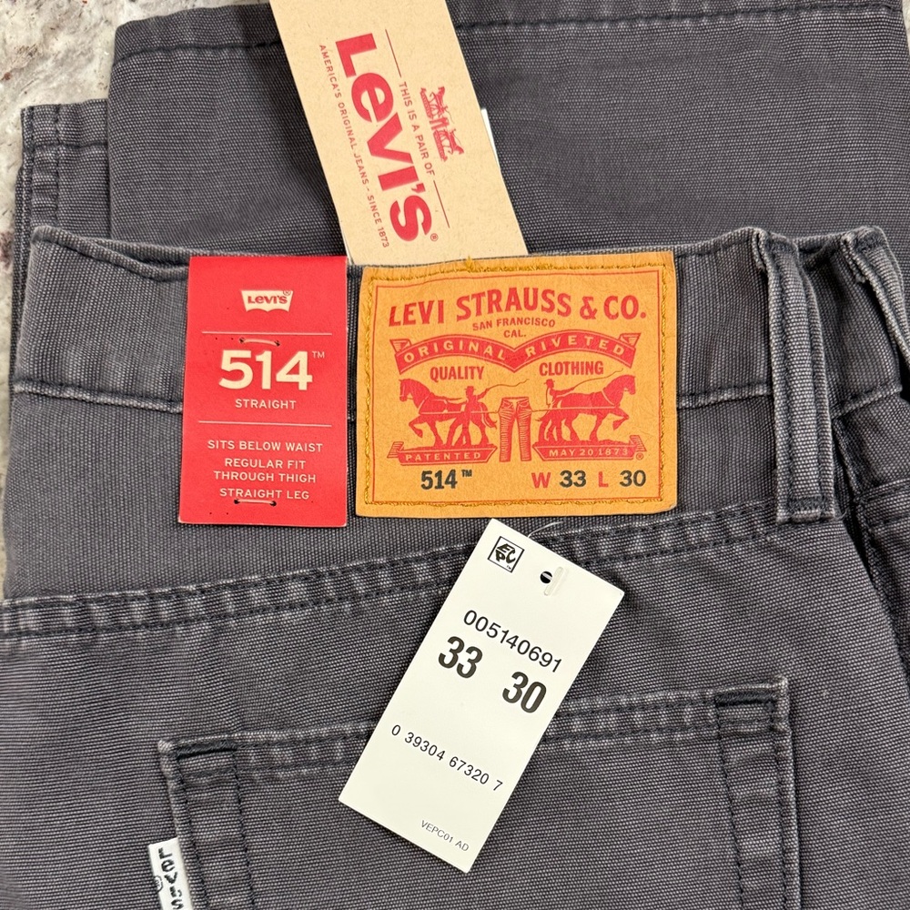 Levi's - Men's 514 Straight Regular Fit Jeans - Gray - Size 33 X 30